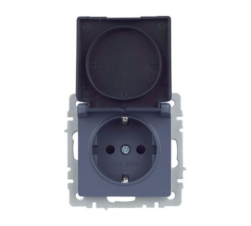 BRITE Розетка с заземлением со шторками с кр. 16А IP44 РСбш10-3-44-БрМ маренго  BR-R16-16-44-K35  IEK