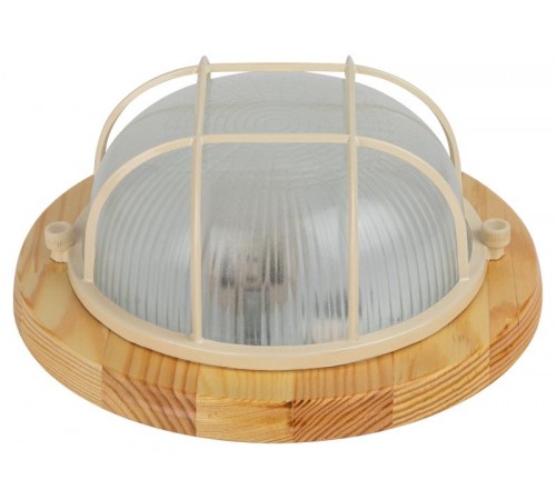 Светильник пылевлагозащищен. под лампу для ЖКХ НБО 03-60-012 с решеткой серия КАНТРИ (дерево), 60Вт, Е27, 220В, IP54, УХЛ4  Б0048415  ЭРА