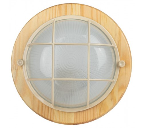 Светильник пылевлагозащищен. под лампу для ЖКХ НБО 03-60-012 с решеткой серия КАНТРИ (дерево), 60Вт, Е27, 220В, IP54, УХЛ4  Б0048415  ЭРА