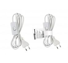 Шнур с выключателем и плоской вилкой "Народный" ШВВП 2х0,5мм2 2м. белый  SQ1305-0041  TDM