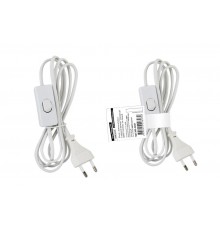 Шнур с выключателем и плоской вилкой "Народный" ШВВП 2х0,5мм2 2м. белый  SQ1305-0041  TDM