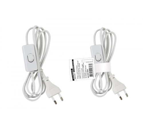 Шнур с выключателем и плоской вилкой "Народный" ШВВП 2х0,5мм2 2м. белый  SQ1305-0041  TDM