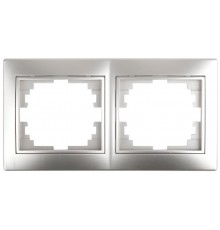 1-502-03 Intro Рамка на 2 поста гор., СУ, Plano, алюминий  Б0030094  Intro