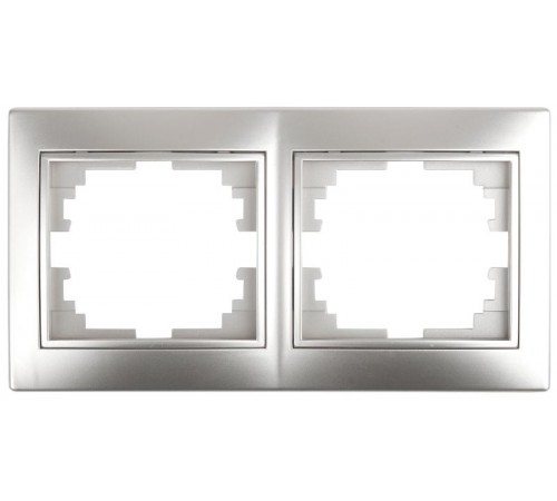 1-502-03 Intro Рамка на 2 поста гор., СУ, Plano, алюминий  Б0030094  Intro