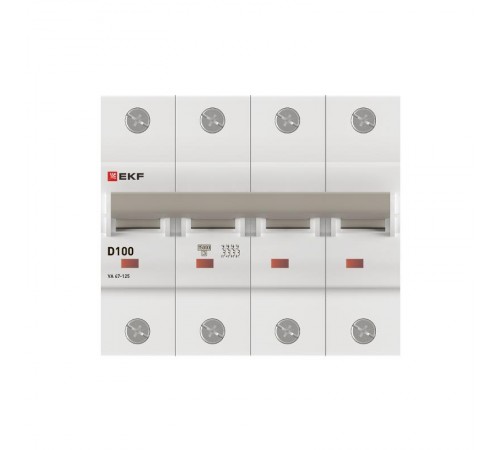Выключатель автоматический четырехполюсный ВА 47-125 100А D 15кА PROxima  mcb47125-4-100D  EKF