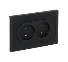 FORTE&PIANO Розетка 2-я без заземления, без шторок безвинтовое крепление 10А FP126 черный  FP-R20-10-1-K02  IEK