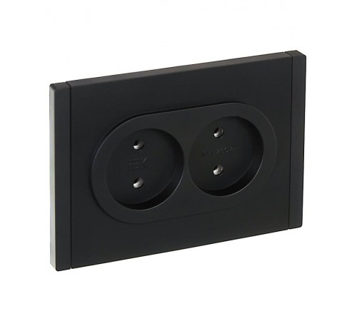 FORTE&PIANO Розетка 2-я без заземления, без шторок безвинтовое крепление 10А FP126 черный  FP-R20-10-1-K02  IEK