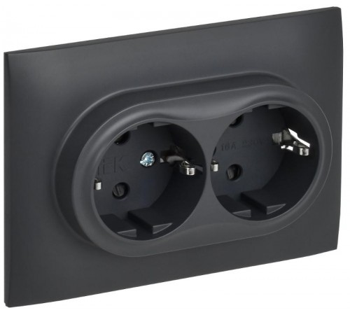 SKANDY Розетка 2-местная с з/к/ш 16А в сб. SK-R07T титан  SK-R24-16-K48-F  IEK