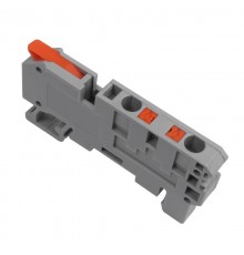 Клемма СМК 222-421-PT-4 3 вывода рычаг-push-in на DIN-рейку (0,5-4 мм) серая (40 шт/уп)  07-5293  REXANT