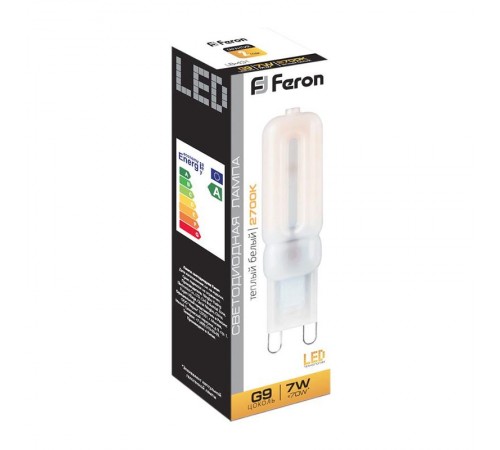 Лампа светодиодная LB-431 (7W) 230V G9 2700K 16x60mm  25755  FERON