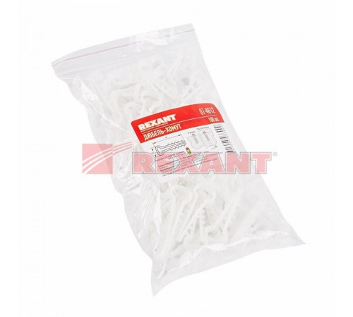 Дюбель-хомут нейлоновый прямоугольный 6-12 мм, белый, упаковка 100 шт.  07-4612  REXANT