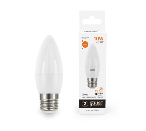 Лампа светодиодная Elementary Свеча 10W 750lm 3000K E27 LED 1/10/100  30210  Gauss