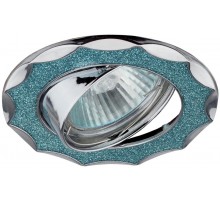 Светильник точечный декоративный DK17 CH/SHBL1 "звезда со стеклянной крошкой" MR16,12V/220V, 50W, хром/голубой  C0043753  ЭРА