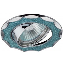 Светильник точечный декоративный DK17 CH/SHBL1 "звезда со стеклянной крошкой" MR16,12V/220V, 50W, хром/голубой  C0043753  ЭРА