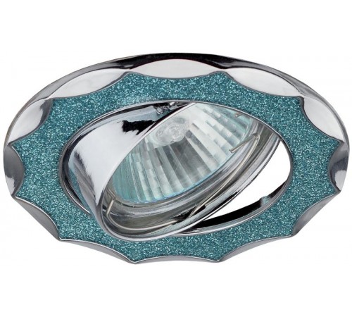 Светильник точечный декоративный DK17 CH/SHBL1 "звезда со стеклянной крошкой" MR16,12V/220V, 50W, хром/голубой  C0043753  ЭРА