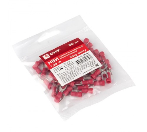 Наконечник вилочный изолированный НВИ 1.25-4 (50шт.) EKF PROxima  nvi-1.25-4n  EKF
