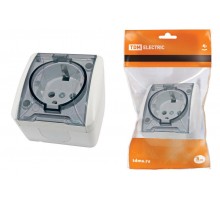 Розетка 2П+3 открытой установки IP54 16А с прозрачной крышкой белая "Селигер"  SQ1818-0007  TDM