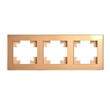 Рамка 3-местная, стекло, серия Катрин, GFR00-7003-08, золото  49036  STEKKER