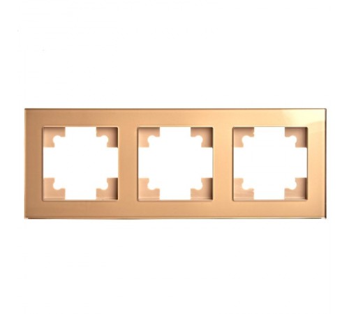 Рамка 3-местная, стекло, серия Катрин, GFR00-7003-08, золото  49036  STEKKER