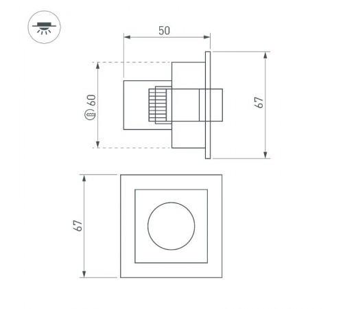 Светильник MS-ORIENT-BUILT-TURN-TC-S67x67-3W Day4000 (WH-BK, 30 deg, 230V) (Arlight, IP20 Металл, 5 лет)  032220  Arlight