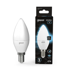 Лампа светодиодная LED 7Вт E14 220В 4100К свеча, диммируемая  103101207-S  Gauss