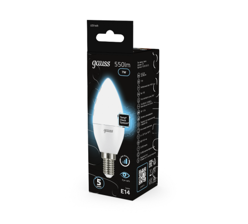 Лампа светодиодная LED 7Вт E14 220В 4100К свеча, диммируемая  103101207-S  Gauss