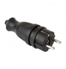 Вилка прямая каучуковая 230В 2P+PE 16A IP44 EKF PRO   RPS-011-16-230-44-r   EKF