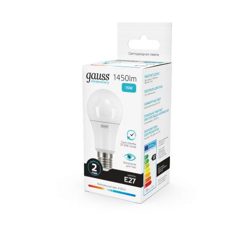 Лампа светодиодная LED 15Вт E27 220В 4100К Elementary A60  23225  Gauss