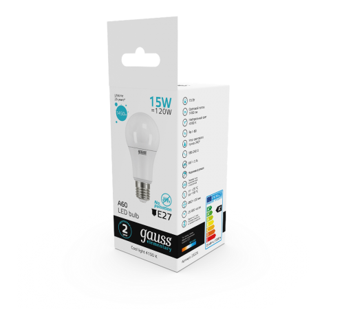 Лампа светодиодная LED 15Вт E27 220В 4100К Elementary A60  23225  Gauss