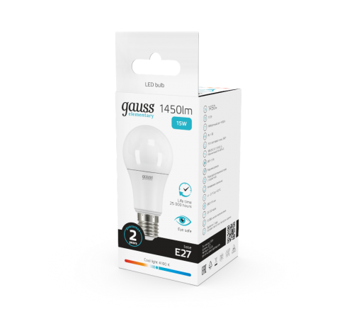 Лампа светодиодная LED 15Вт E27 220В 4100К Elementary A60  23225  Gauss