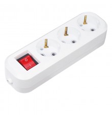 Колодка 3 гнезда с кнопкой c заземлением  11-8706  REXANT