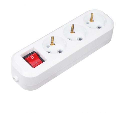 Колодка 3 гнезда с кнопкой c заземлением  11-8706  REXANT