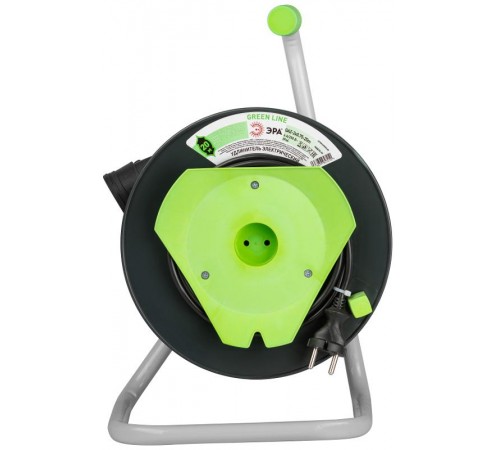 Удлинитель силовой ЭРА GREEN LINE GAZ-2x0.75-20m Greenline на катушке пластик 1 розетка без заземления 20м ПВС 2x0.75мм2   Б0065142  ЭРА