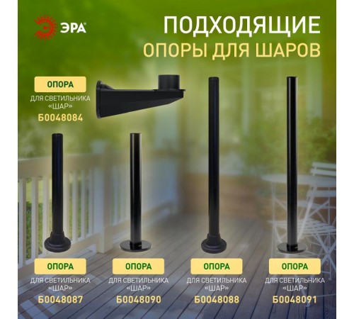 Светильник садово-парковый НТУ 02-100-302 без опоры, шар прозрачный призма D=300 mm  Б0048054  ЭРА