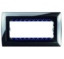 Simon 82 Рамка декоративная, (+суппорт), 8 узких (4 широких) модулей, S82C, Металл, вороненая сталь-графит  82884-67  Simon