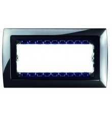 Simon 82 Рамка декоративная, (+суппорт), 8 узких (4 широких) модулей, S82C, Металл, вороненая сталь-графит  82884-67  Simon