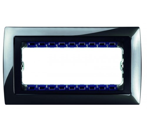 Simon 82 Рамка декоративная, (+суппорт), 8 узких (4 широких) модулей, S82C, Металл, вороненая сталь-графит  82884-67  Simon