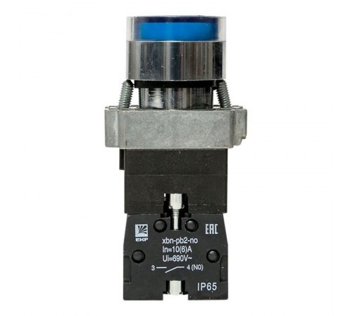 Кнопка BA61 с подстветкой 230В синяя NO IP65 PROxima  xb2-bw61-230-65  EKF