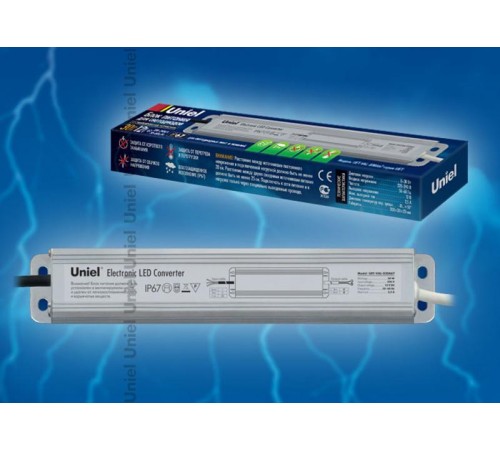 Блок питания для светодиодов с защитой от короткого замыкания и перегрузок UET-VAL-040A67 алюм. корпус, 40Вт, 12В, IP67  06010  Uniel