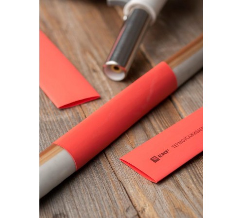 Термоусаживаемая трубка ТУТ нг 20/10 красная EKF PROxima  tut-20-r-1m  EKF