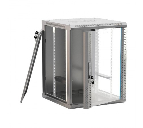 TWB-0445-GP-RAL7035 Шкаф настенный 19-дюймовый (19"), 4U, 278x600х450мм, стеклянная дверь с перфорацией по бокам, (разобранный)  451984  Hyperline