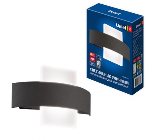 ULU-S32A-8W/4000K IP65 BLACK Светильник светодиодный уличный. Архитектурный накладной. Белый свет (4000K). Корпус черный. TM Uniel  UL-00009348  Uni