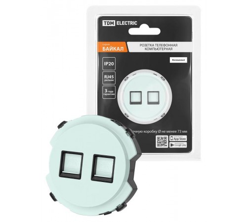 Розетка телефонная двойная RJ11 фисташковая, "Байкал"   SQ1819-0115  TDM