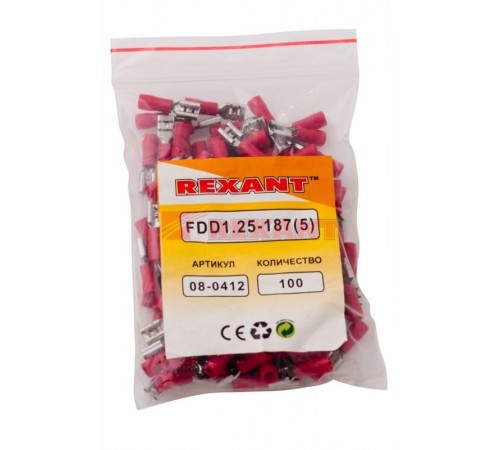 Клемма плоская изолированная гнездо 5.6 мм 0.5-1.5 мм (РПи-м 1.5-(4.8)/РПИм 1,25-5)  08-0412  REXANT