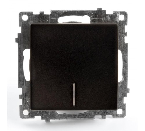Выключатель 1-клавишный c индикатором (механизм), 250В, 10А, серия Катрин, GLS10-7101-05, черный  39605  STEKKER