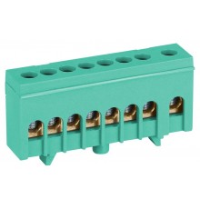 Шина  NO-224-102 PE земля в изолированном корпусе на DIN-рейку ШНИ-6х9-8-Д зеленый  Б0062877  ЭРА