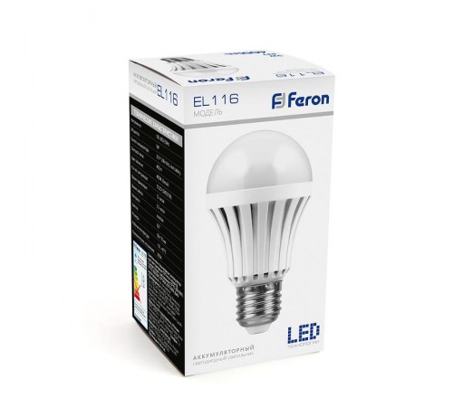 Светильник аварийного освещения аккумуляторный WL16 5W 4000K Е27 AC/DC белый Li-ION батарея, 60*60*110 мм  12984  FERON