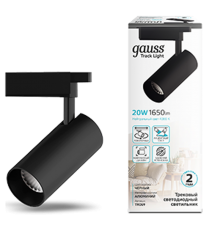 Светильник светодиодный трековый цилиндр 20W 1650lm 4000K 180-240V IP20 65*210мм черный угол 24  TR069  Gauss