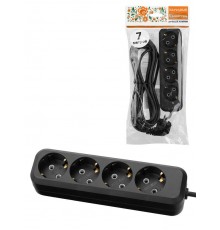 Удлинитель 4 гнезда, 7 метров, с/з, 10 А, 2300 Вт, черный, НАРОДНЫЙ  SQ1303-1058  TDM