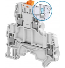 Клемма винтовая ZS4-D2-S-T2 - 4 мм, 2 уровня, 4 зажима, ножевой разъединитель и розетки на верхнем уровне, 2 тест.  1SNK505316R0000  TE